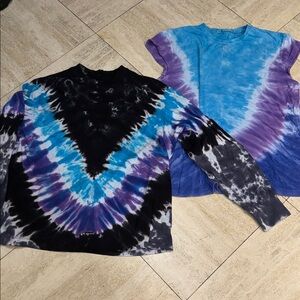 Two Tie-Dye T-Shirts in Black, Blue & Purple